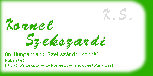 kornel szekszardi business card